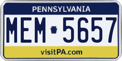 PA license plate MEM5657