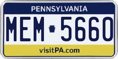 PA license plate MEM5660