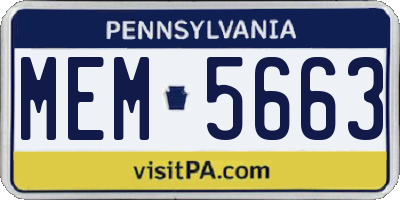 PA license plate MEM5663