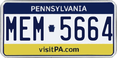 PA license plate MEM5664