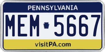 PA license plate MEM5667