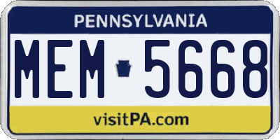PA license plate MEM5668