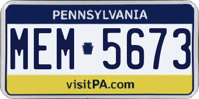 PA license plate MEM5673