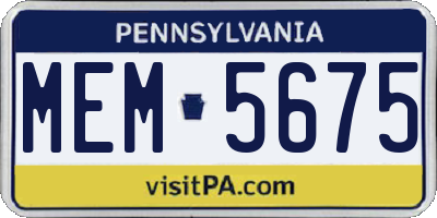 PA license plate MEM5675