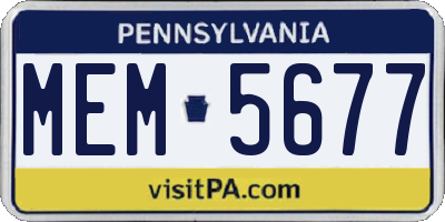 PA license plate MEM5677