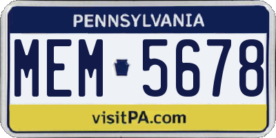 PA license plate MEM5678