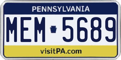PA license plate MEM5689