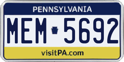 PA license plate MEM5692