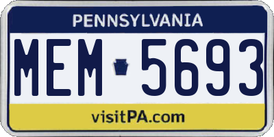 PA license plate MEM5693
