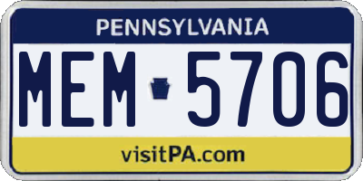 PA license plate MEM5706