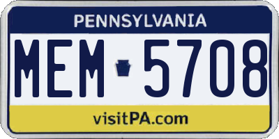 PA license plate MEM5708