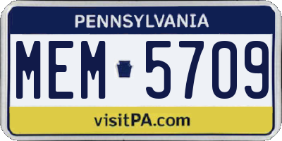 PA license plate MEM5709