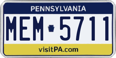 PA license plate MEM5711