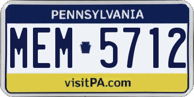 PA license plate MEM5712