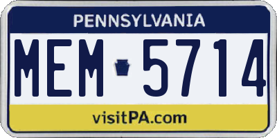 PA license plate MEM5714