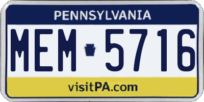 PA license plate MEM5716
