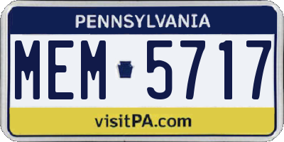 PA license plate MEM5717