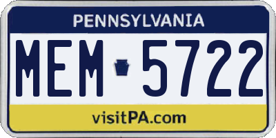 PA license plate MEM5722