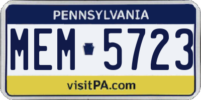 PA license plate MEM5723