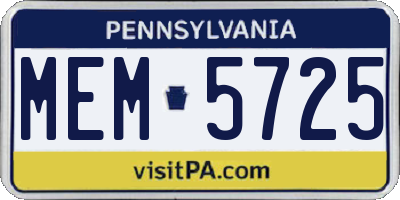 PA license plate MEM5725