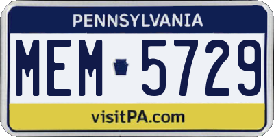 PA license plate MEM5729