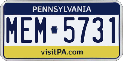 PA license plate MEM5731