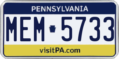 PA license plate MEM5733