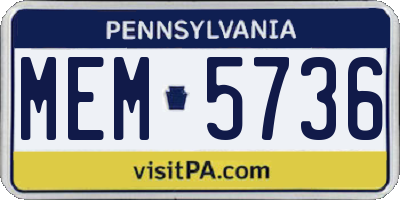 PA license plate MEM5736