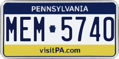 PA license plate MEM5740