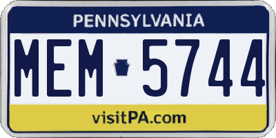 PA license plate MEM5744