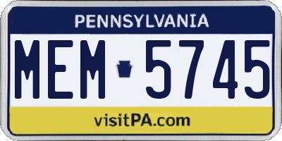 PA license plate MEM5745