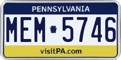 PA license plate MEM5746