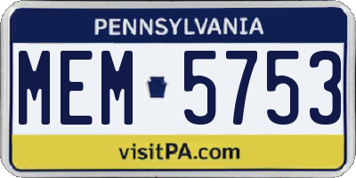 PA license plate MEM5753
