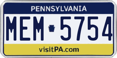 PA license plate MEM5754