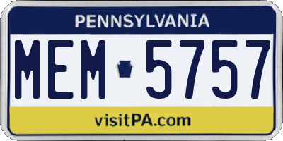 PA license plate MEM5757