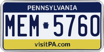 PA license plate MEM5760
