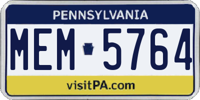 PA license plate MEM5764