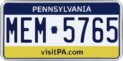 PA license plate MEM5765