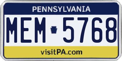 PA license plate MEM5768