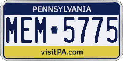 PA license plate MEM5775