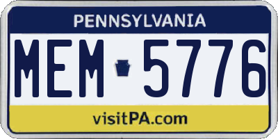 PA license plate MEM5776