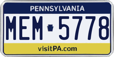 PA license plate MEM5778