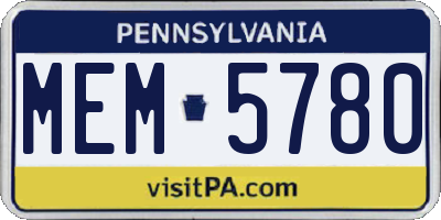 PA license plate MEM5780