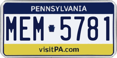 PA license plate MEM5781