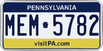 PA license plate MEM5782