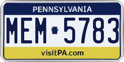 PA license plate MEM5783