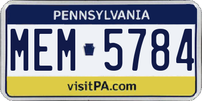 PA license plate MEM5784