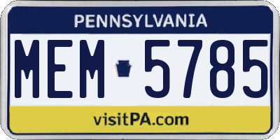 PA license plate MEM5785