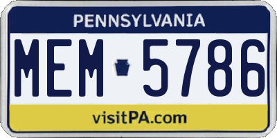 PA license plate MEM5786