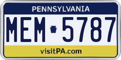 PA license plate MEM5787